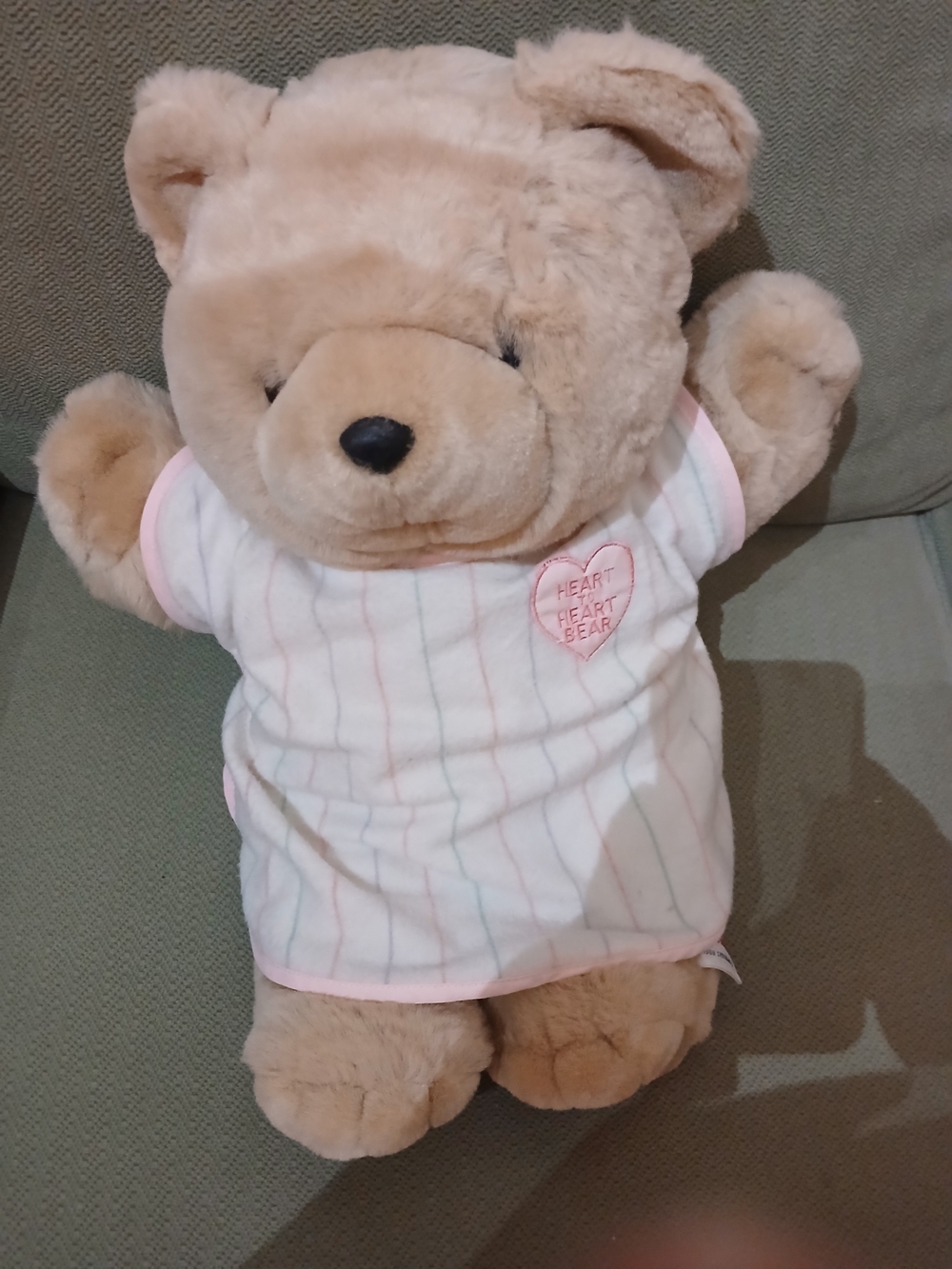 Heart To Heart Plush Bear with Pink Gown Missing Heartbeat And Cap Vintage 1986